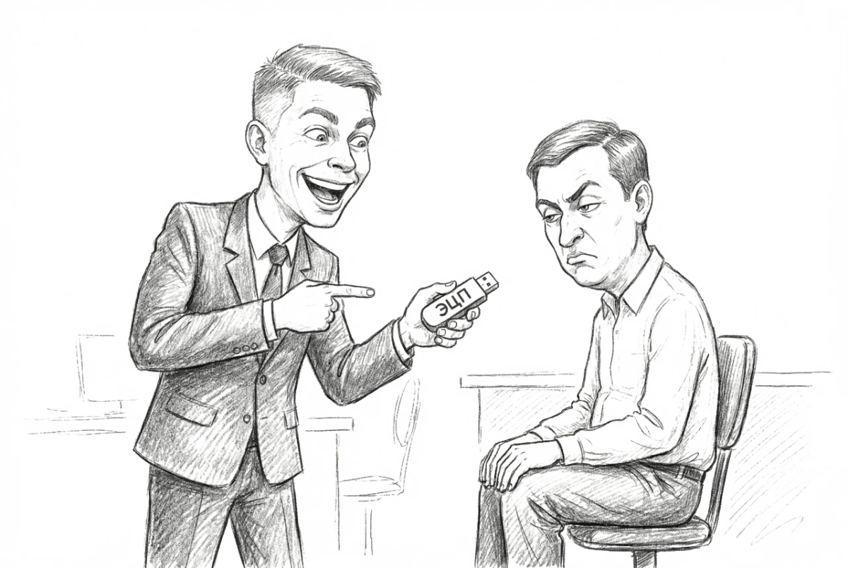 Показываю Ваське свою ЭЦП на токене